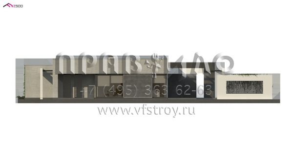 Проект современного одноэтажного дома с навесом для двух автомобилей S3-173-4 (Zx79)