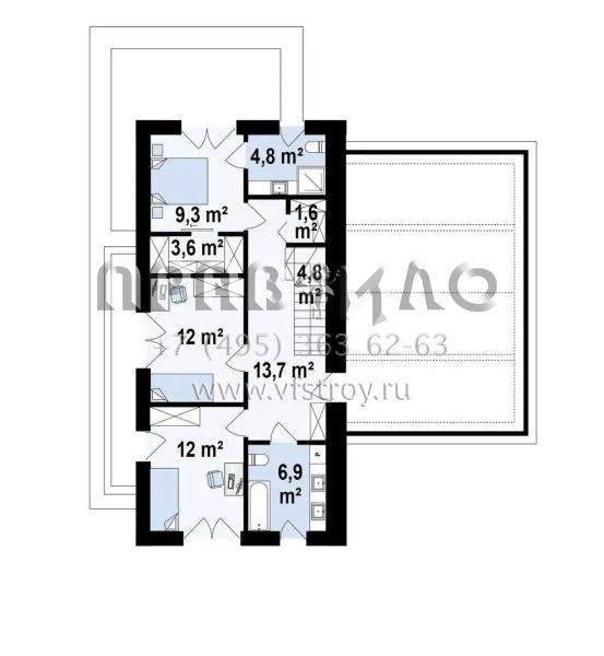 Проект двухэтажного дома в минималистичном стиле с террасой над гаражом S3-188 (Z503)