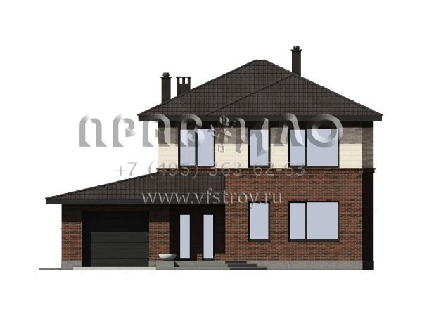 Проект двухэтажного газобетонного / кирпичного дома с гаражом S7-194 (5-09)