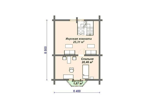 Проект деревянного дома 9 на 14 м с мансардой S4-230 (ДО-077)