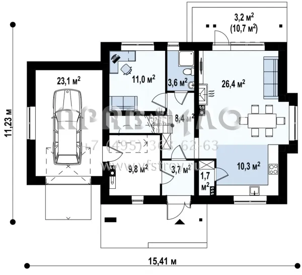 Проект комфортабельного загородного дома с камином S3-194-2 (Z92 GL)