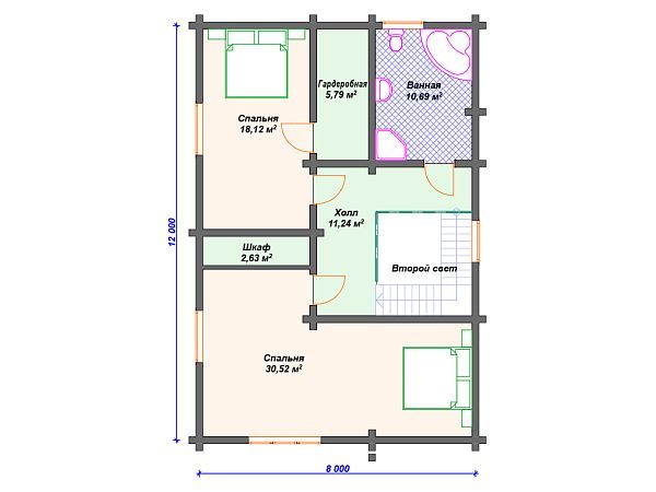 Проект деревянного дома с 3 спальнями и гаражом S4-221 (ДС-043)