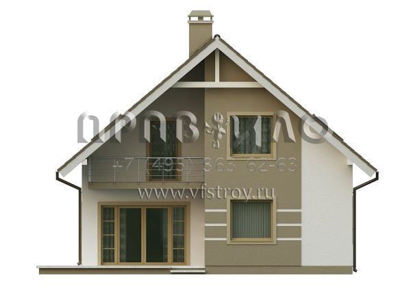 Проект дома с двускатной крышей и балконом  S3-130 (Z62)