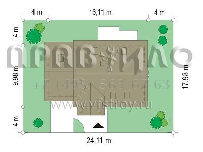 Проект коттеджа с двускатной кровлей S8-231-1 (Аккуратный 4)