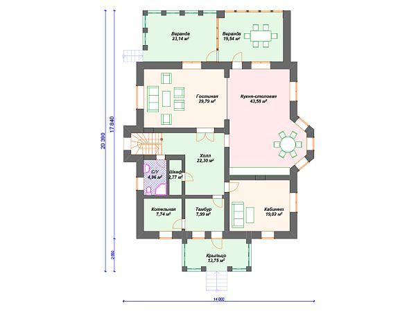 Проект комбинированного дома с мансардой S4-352 (А-013)