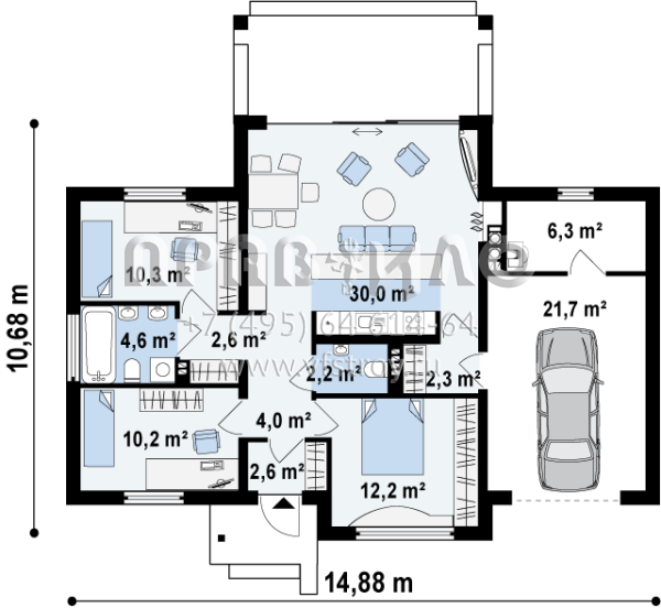 Проект одноэтажного особняка  S3-109 (Z151)