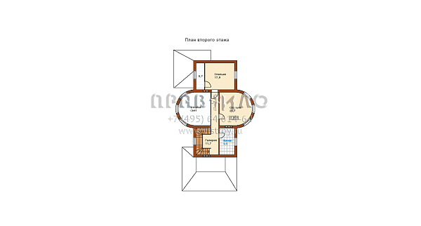 Небольшой загородный дом с мощными полукруглыми эркерами F-167-1P