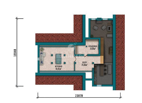 Проект с витражным остеклением, мансардным этажом и террасой S2-429 (503-430-1М)