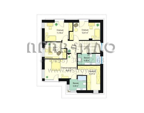 Проект дома из керамоблоков с окнами в пол S8-206-2 (Титан)