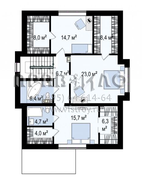 Проект одноэтажного мансардного дома с современной отделкой S3-213 (Zz7)