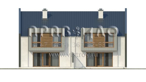 Проект таунхауса на две семьи  S3-156-3 (ZB5)