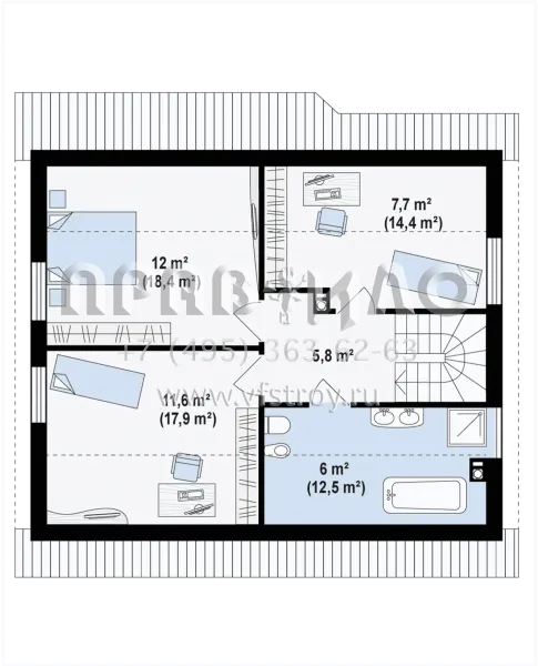 Проект загородного дома из газобетона, кирпича или керамических блоков S3-142-3 (Z40 os)