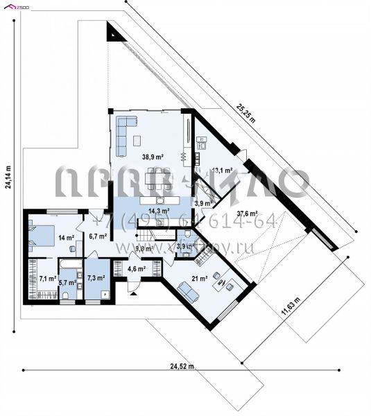 Проект стильного двухуровневого дома с оригинальной геометрией постройки S3-243-2 (Zx94)