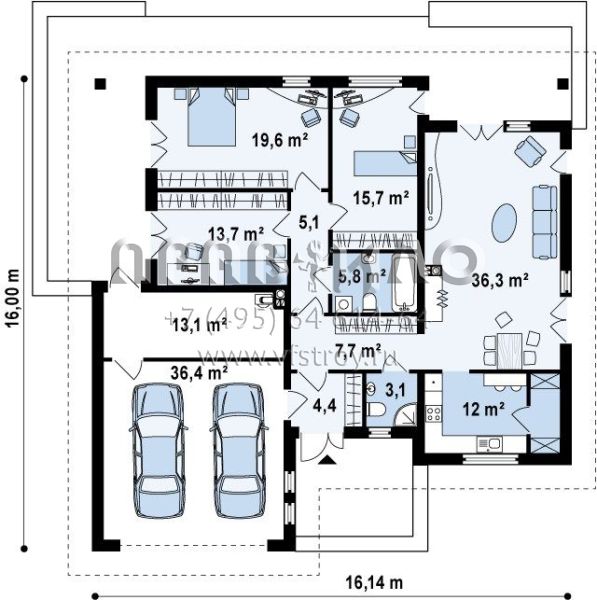 Проект одноэтажного частного дома с чердаком S3-173-1 (Z209)