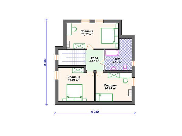 Проект каменного дома с террасой S4-136 (К-299)