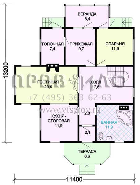 Проект брусового загородного дома S7-183 (1-08)