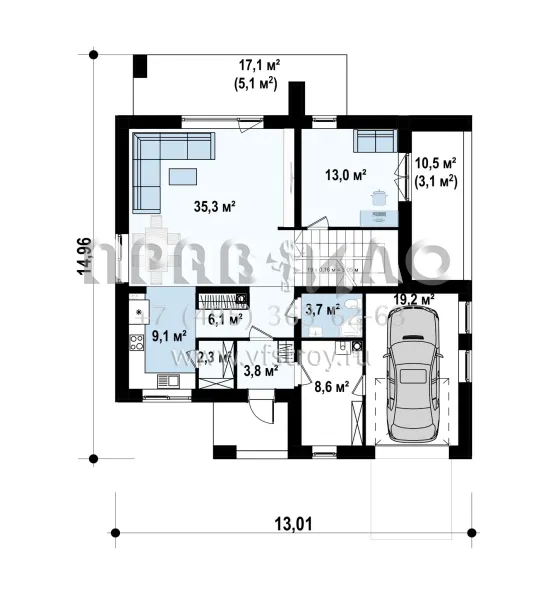 Проект современного двухэтажного коттеджа для большой семьи s3-188-4 (Zx4 A)