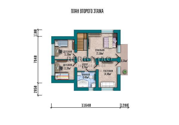 Проект загородного дома с мансардным этажом и балконом S2-151 (001-151-1М)