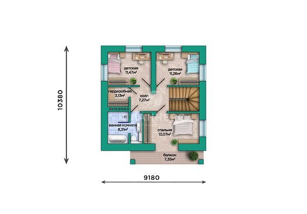 Проект со штукатурным фасадом и мансардным этажом S2-119 (562-119-1М)