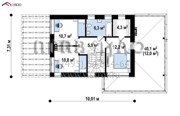 Проект двухэтажного пятикомнатного дома, адаптированного для сейсмозон S3-128-4(Zx63 A s)