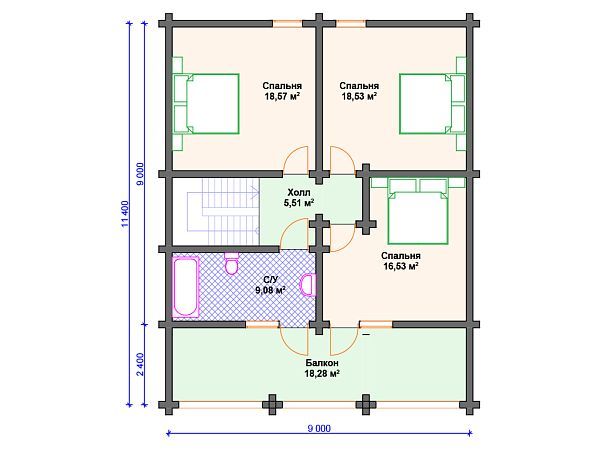 Проект деревянного дома с террасой S4-177 (ДС-053)