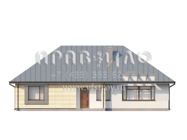 Проект одноэтажного дома с четырехскатной крышей  S3-124 (Z140)