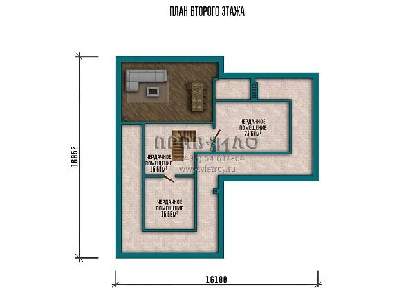 Проект дома Г-образной формы с чердачным помещением и гаражом S2-246 (240-246-1МГ)