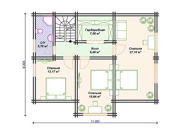 Проект деревянного дома  S4-180 (ДС-152)