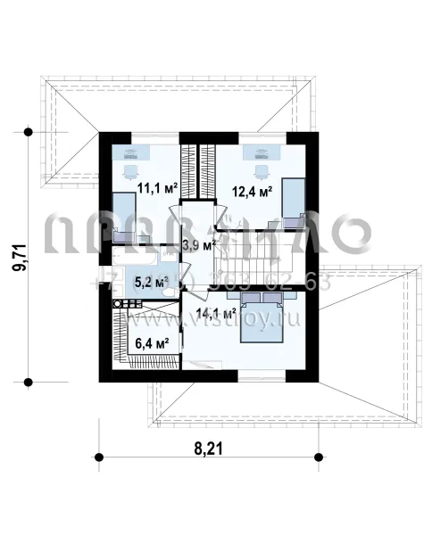 Проект пятикомнатного двухэтажного дома с двумя террасами S3-109-11 (Z438 pk)