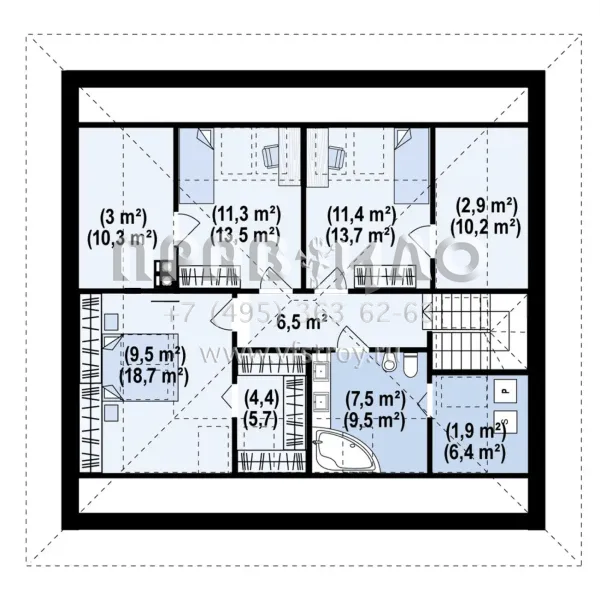 Проект современного одноэтажного мансардного дома с камином и гаражом S3-205-5 (z477)