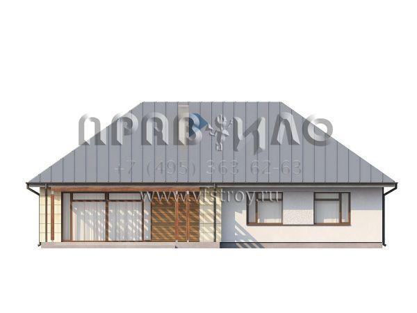 Проект добротного одноэтажного дома с каминной гостиной и тремя спальнями S3-124-2 (Z140 v1)