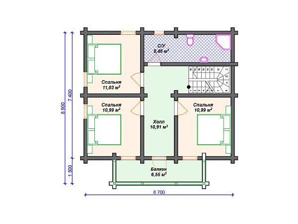 Проект комбинированного дома с мансардой S4-133 (А-031)