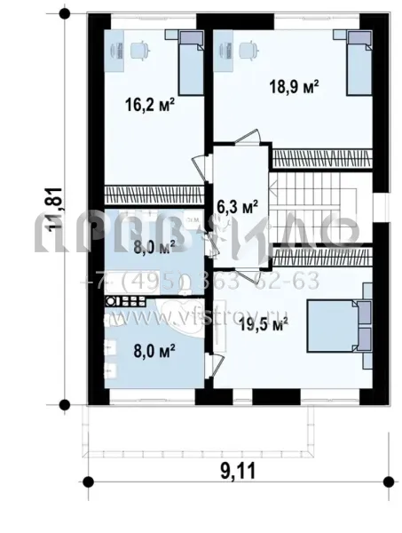 Проект с измененной планировкой, с плитным перекрытием S3-157 (Zx24 a v1 pk)