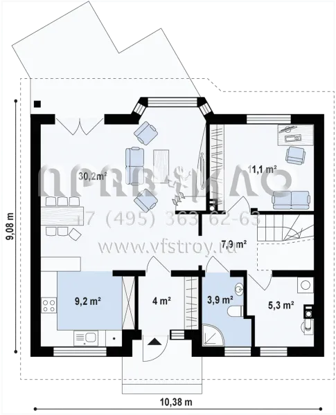 Проект загородного дома из газобетона, кирпича или керамических блоков S3-142-3 (Z40 os)