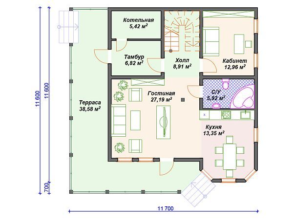 Проект каркасного дома с 3 спальнями S4-175 (И-007)