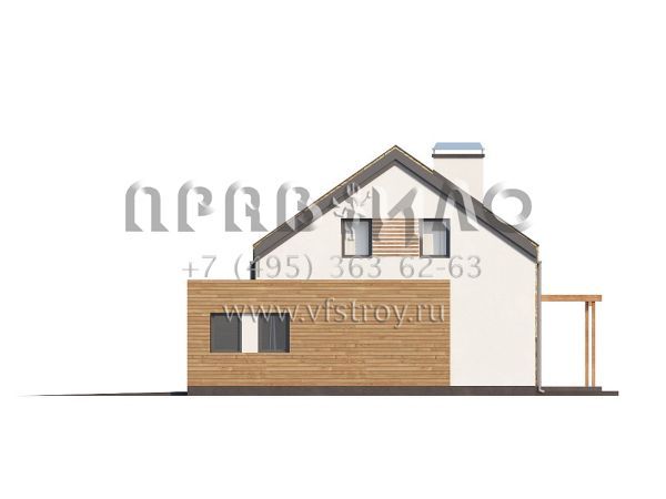 Проект двухэтажного дома с двускатной крышей без карниза  S3-187-2 (Zx38)