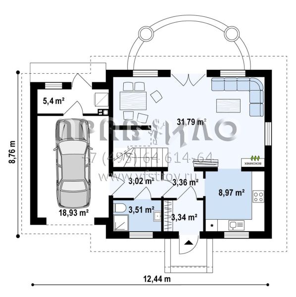 Мансардный проект дома с гаражом S3-163 (Z581)