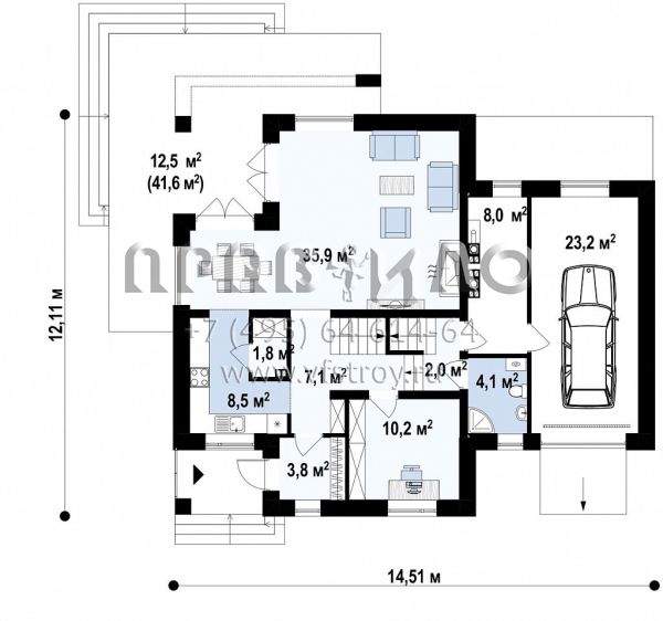 Проект одноэтажного дома с мансардой, подвалом и гаражом S3-313 (Z284 P)