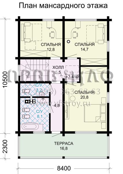 Проект экономичного современного деревянного дома S7-142 (1-39c)
