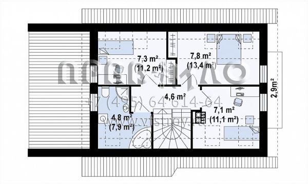 Проект пятикомнатного мансардного дома с гаражом S3-121-6 (Z216 GL)