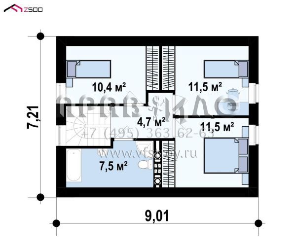 Проект компактного мансардного дома с пятью комнатами S3-94-3 (z71 s)