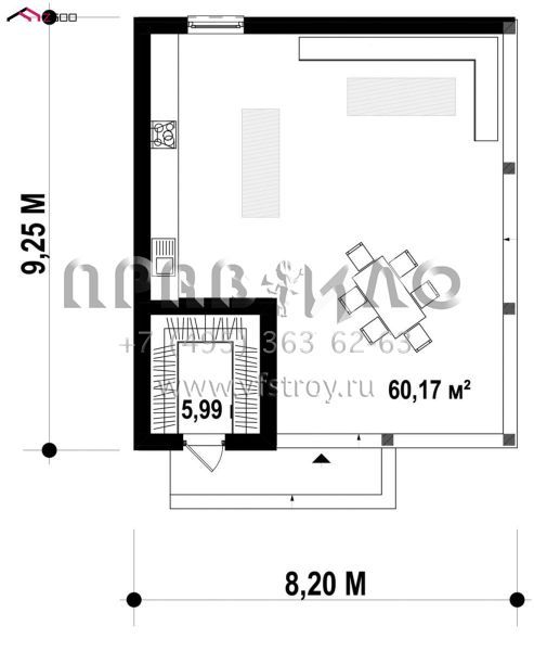 Проект беседки с кухонной зоной и кладовой P3-66 (Za4)