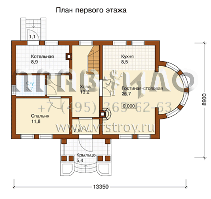 Проект коттеджа из кирпича с утеплителем J-163-1K