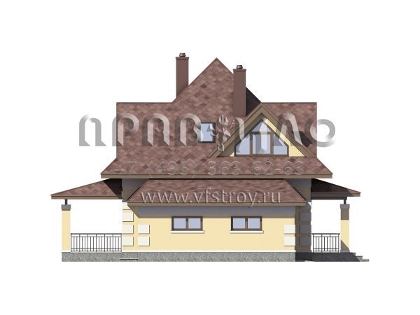 Проект небольшого дома из газобетона с шатровой крышей S7-132 (3-13b.1)