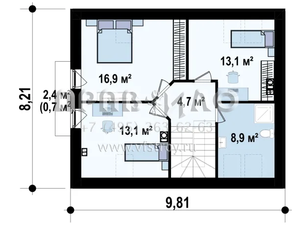 Проект коттеджа со спальнями в мансарде S3-119-4 (Z101 L h+)