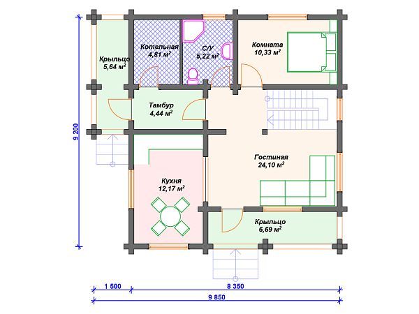 Проект деревянного дома с мансардой S4-136 (ДС-037)