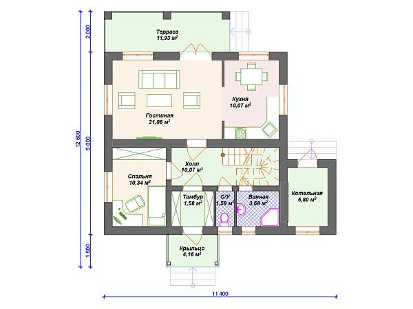 Проект двухэтажного дома с террасой и балконом S4-151 (К-257)