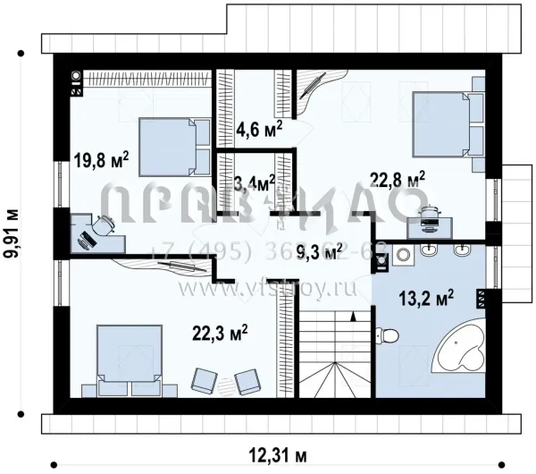 Проект комфортабельного загородного дома  S3-189 (Z124)