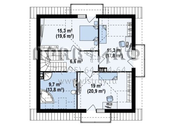 Проект дома с мансардой и тремя балконами S3-160 (Z28 v2)