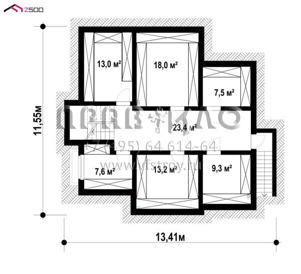 Проект пятикомнатного мансардного дома с хозяйственными помещениями в подвале S3-288 (Z18 kl+P)